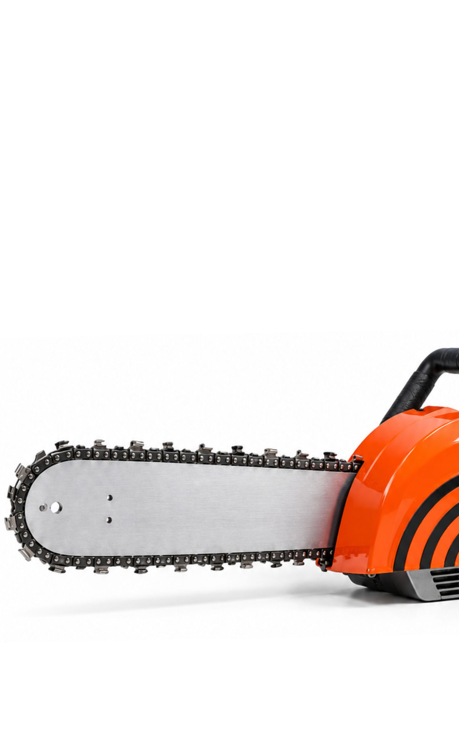 Orange chainsaw on a white background
